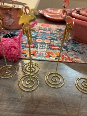 Gold Flamingo Card/Photo Holders - Set of Metal Stands